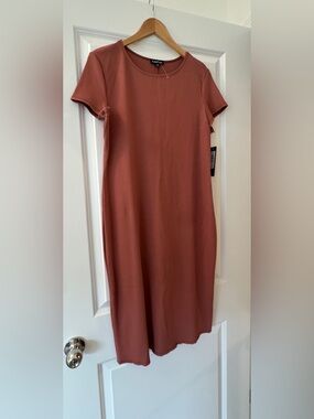 Bebe Rust Knit Short-Sleeve Midi Dress